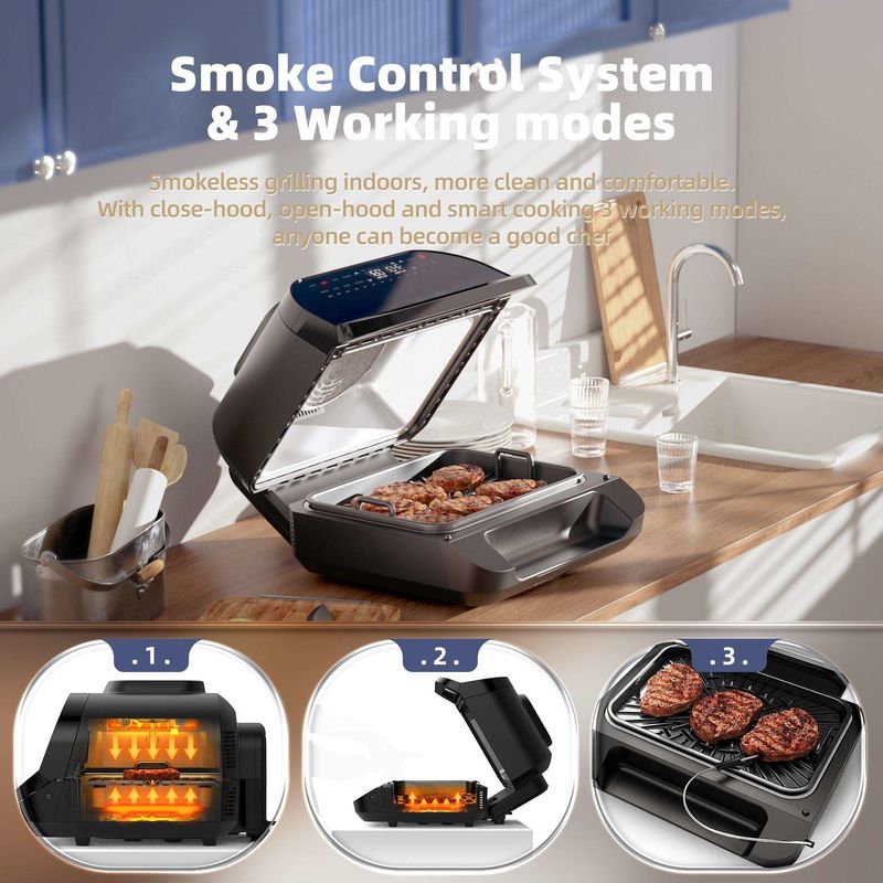 Nhà thông minh 10l 7 trong 1 Oil Free Fryer Observation Window Power Xl Air Flyer Fryer Grill