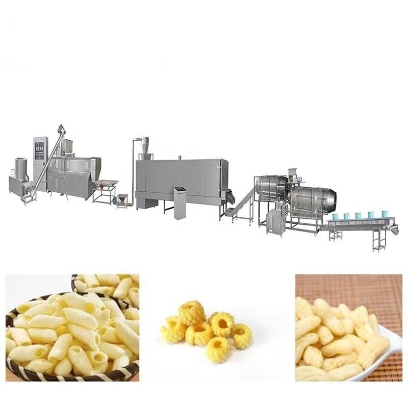 Đường sản xuất đồ ăn nhẹ tự động Máy PLC điều khiển Extruder 120KW Sức mạnh 5000 KG Trọng lượng