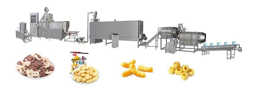 Đường sản xuất đồ ăn nhẹ tự động Máy PLC điều khiển Extruder 120KW Sức mạnh 5000 KG Trọng lượng