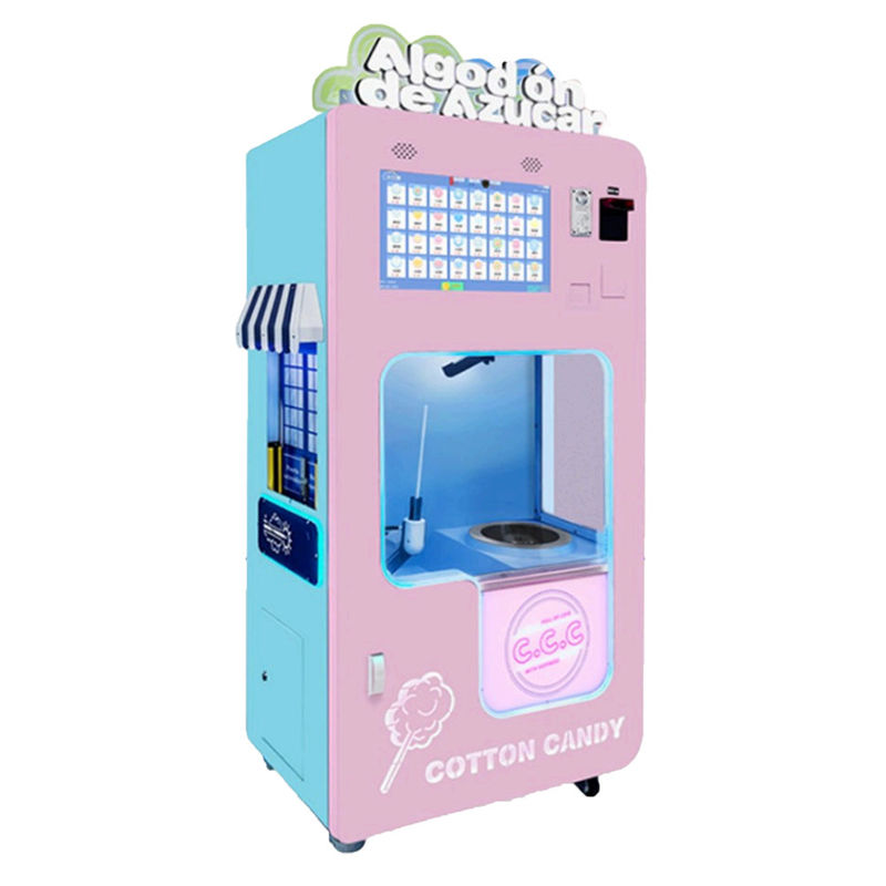 Máy làm kẹo bông tự động với nắp kính cho nhà hàng