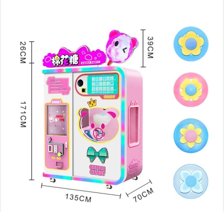 Máy bán kẹo bông tự động hoàn toàn tự động thẻ tín dụng hoạt động tự động với nhiều ngôn ngữ