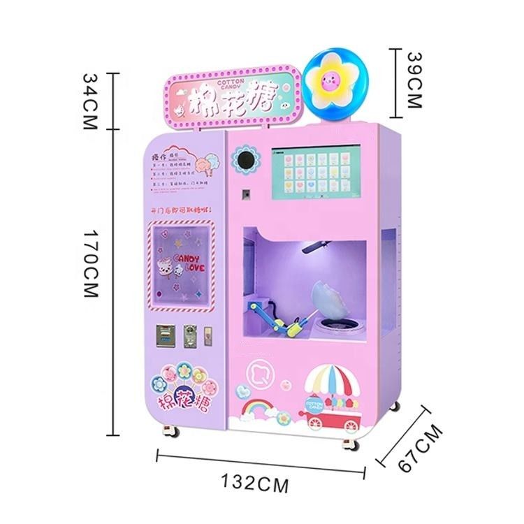 Máy bán kẹo bông tự động hoàn toàn tự động thẻ tín dụng hoạt động tự động với nhiều ngôn ngữ