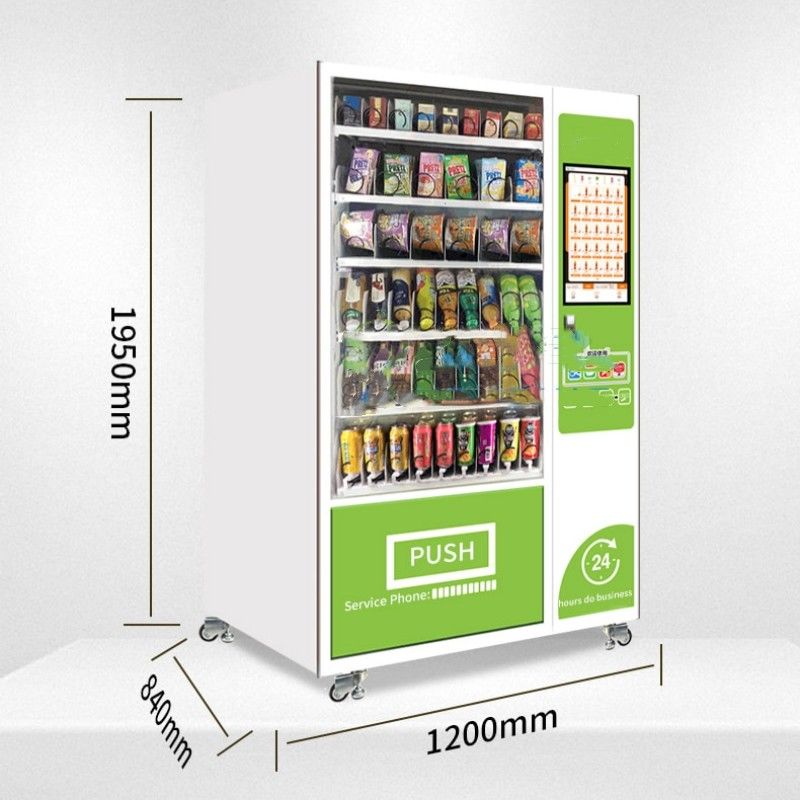 24h tự phục vụ màn hình cảm ứng tự động kết hợp đồ uống đồ ăn vặt máy bán hàng nhà phân phối Automatique Vendor