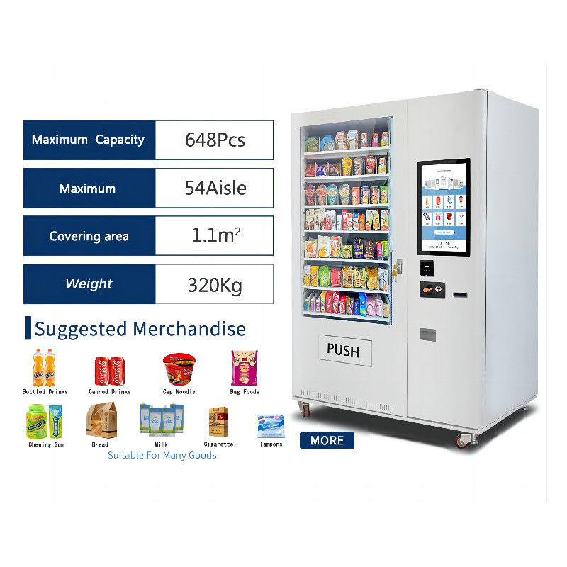 24 giờ cửa hàng tự phục vụ Máy bán hàng hỗn hợp cho thực phẩm và đồ uống Bánh nhẹ bán