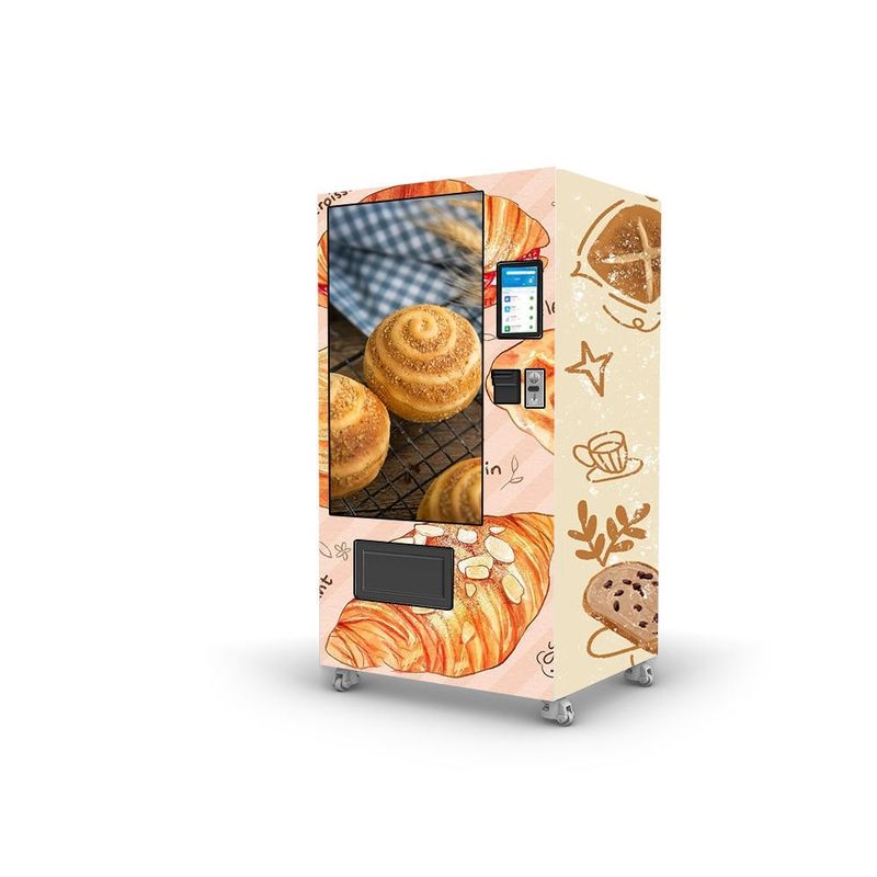50W tự động bánh mì đồ ăn nhẹ Thực phẩm và đồ uống sản phẩm Qr trả máy bán hàng tự động